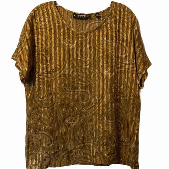 Ellen Tracy Linda Allard silk metallic blouse 12 - Picture 1 of 10